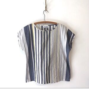 Vintage Boxy Top Ticking Stripe Blue&White